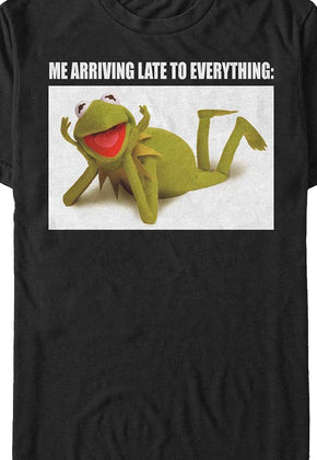 Black Kermit The Frog Late To Everything Muppets T-Shirt
