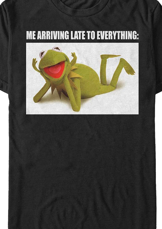 Black Kermit The Frog Late To Everything Muppets T-Shirt - main product image