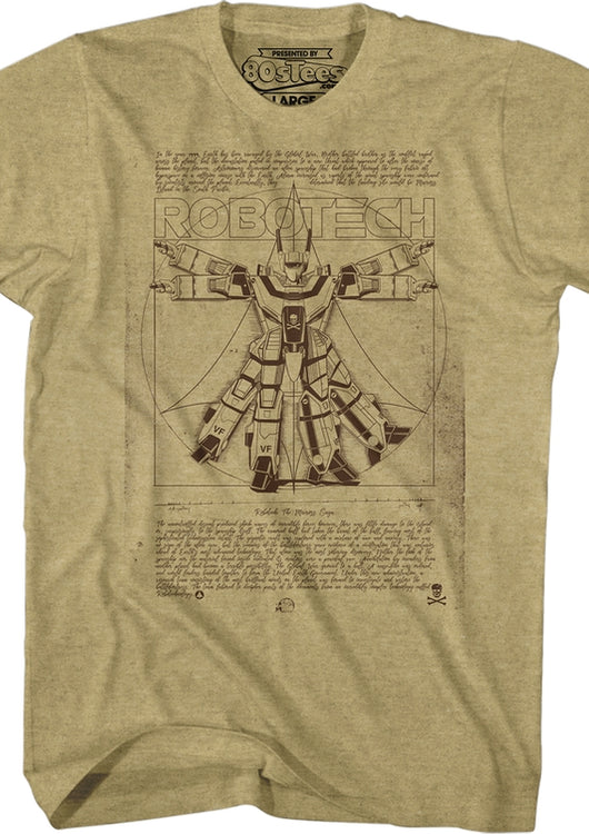 Khaki Valkyrie Vitruvian Robotech Shirt - main product image