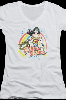Ladies Airbrush Wonder Woman V-Neck Shirt