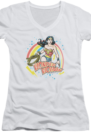 Ladies Airbrush Wonder Woman V-Neck Shirt