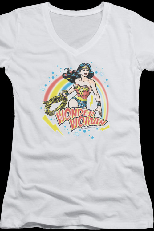 Ladies Airbrush Wonder Woman V-Neck Shirtmain product image