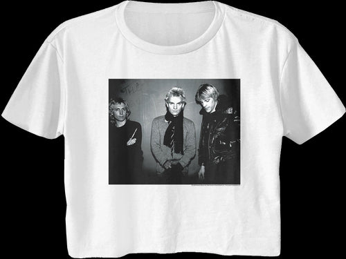 Ladies Black And White Photo The Police Crop Topmain product image