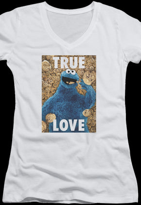 Ladies Cookie Monster True Love Sesame Street V-Neck Shirt