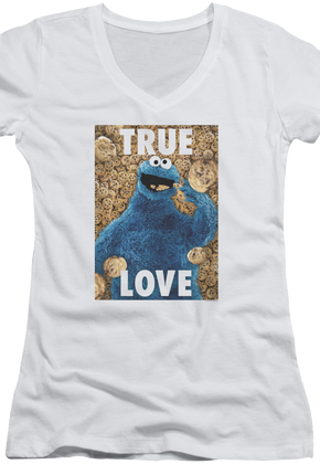 Ladies Cookie Monster True Love Sesame Street V-Neck Shirt