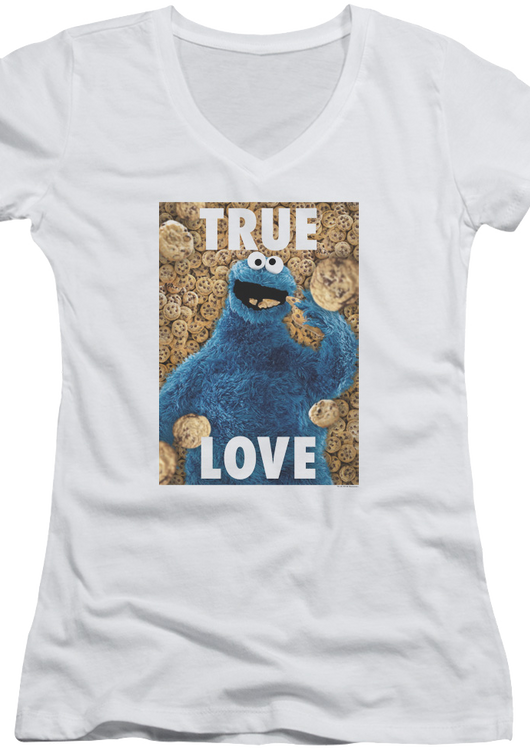 Ladies Cookie Monster True Love Sesame Street V-Neck Shirt - main product image
