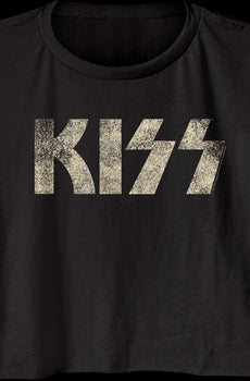 Ladies Distressed Logo KISS Crop Top