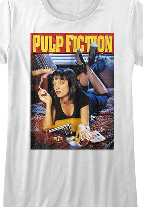 Ladies Distressed Movie Poster Pulp Fiction Shirt