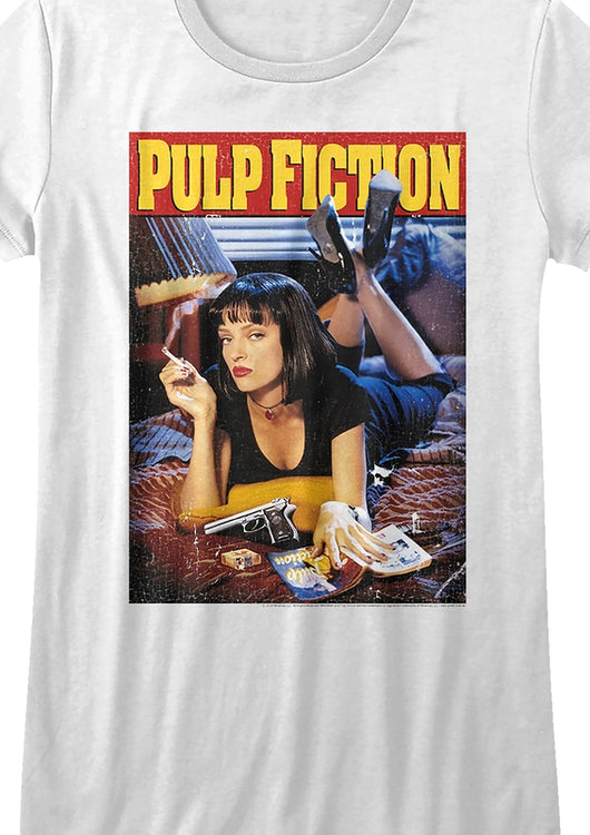 Ladies Distressed Movie Poster Pulp Fiction Shirt - main product image
