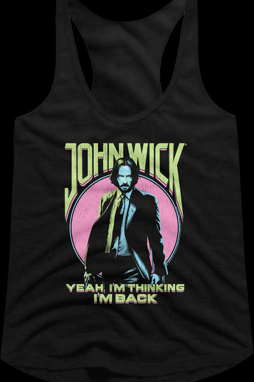 Ladies I'm Thinking I'm Back John Wick Racerback Tank Topmain product image