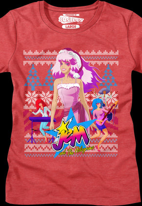 Ladies Jem and the Holograms Faux Knit Christmas Shirt