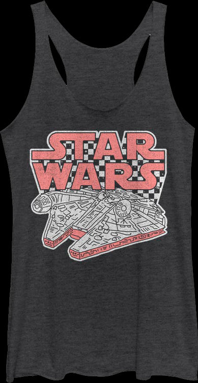 Ladies Checkerboard Millennium Falcon Star Wars Racerback Tank Topmain product image