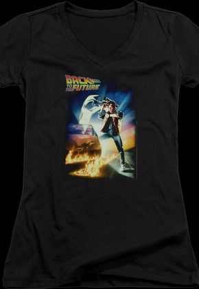 Ladies Movie Poster Back To The Future V-Neck Shirt