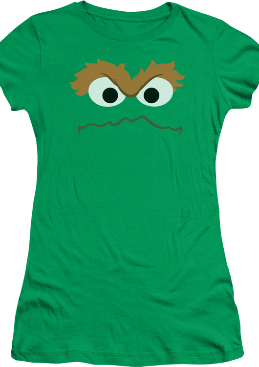 Ladies Oscar The Grouch Face Sesame Street Shirt - main product image