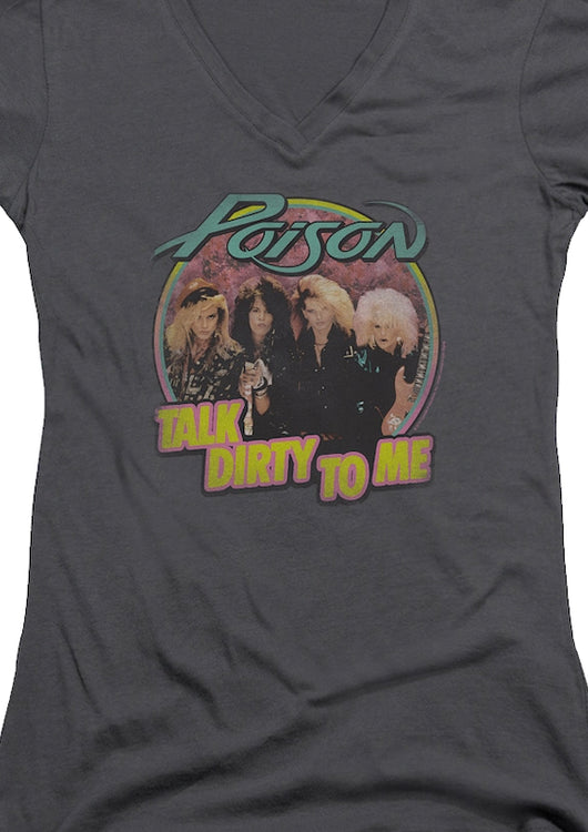 Ladies Retro Talk Dirty To Me Poison V-Neck Shirt - main product image