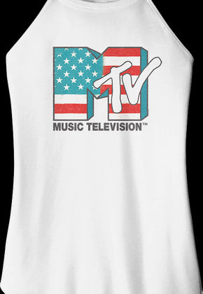 Ladies Stars And Stripes Logo MTV Sleeveless Rocker Tank Top