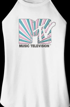 Ladies Tie Dye Stripes Logo MTV Sleeveless Rocker Tank Top