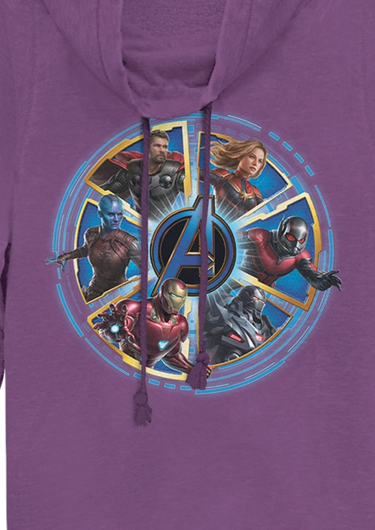 Ladies Wheel of Heroes Avengers Endgame Cowl Neck Sweatshirt - main product image