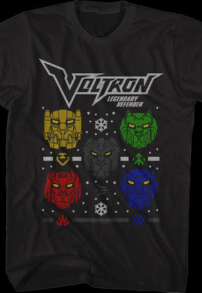 Lion Heads Faux Ugly Christmas Sweater Voltron T-Shirt