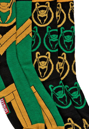 Loki Helmet Logo 2-Pack Marvel Comics Socks