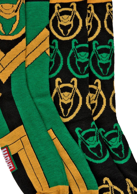 Loki Helmet Logo 2-Pack Marvel Comics Socks - main product image