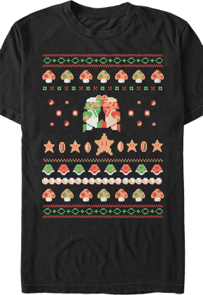 Luigi And Mario Faux Ugly Christmas Sweater Nintendo T-Shirt
