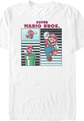 White Mario Poses Collage Super Mario Bros. T-Shirt