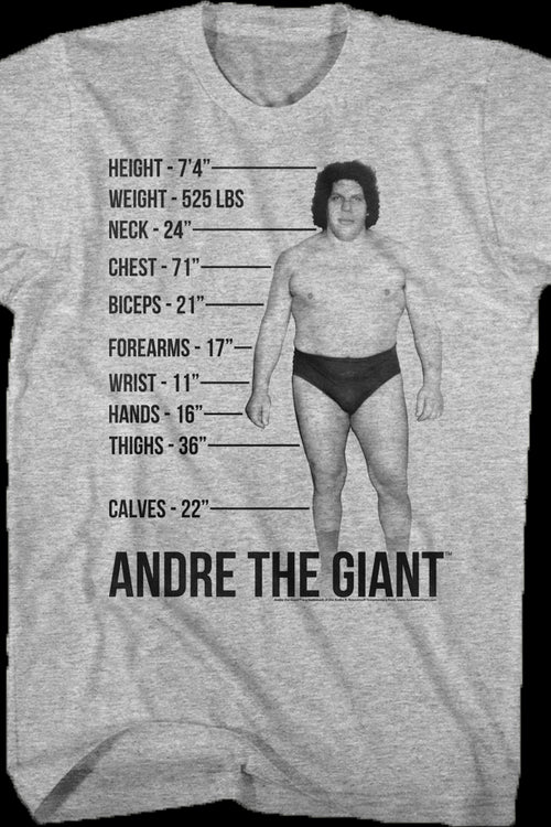 Measurements Andre The Giant T Shirt Andre The Giant Mens T Shirt