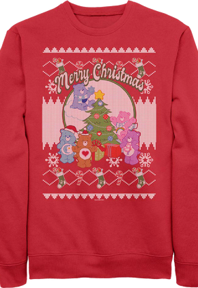 Merry Christmas Faux Ugly Sweater Care Bears Sweatshirt