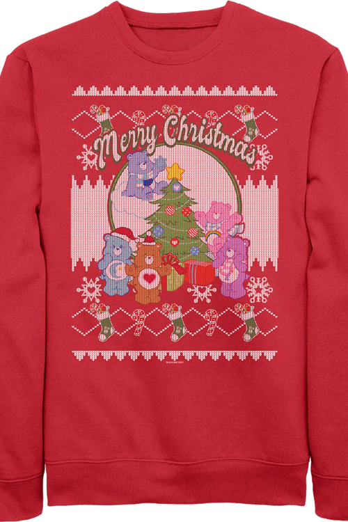 Merry Christmas Faux Ugly Sweater Care Bears Sweatshirt