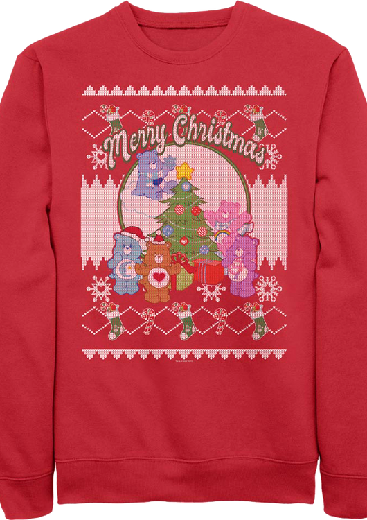 Merry Christmas Faux Ugly Sweater Care Bears Sweatshirt - main product image