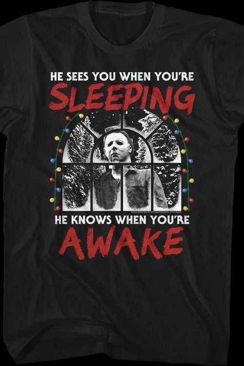 Michael Myers Sees You When You're Sleeping Halloween T-Shirtmain product image