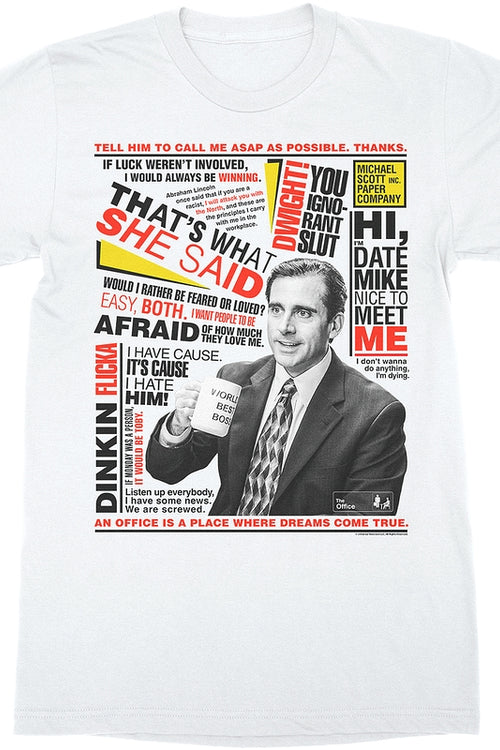 Michael Scott Quotes The Office T Shirt