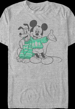 Mickey Mouse & Pluto Christmas Sweaters Disney T-Shirt