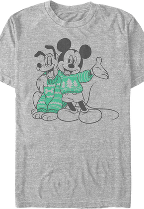 Mickey Mouse & Pluto Christmas Sweaters Disney T-Shirt