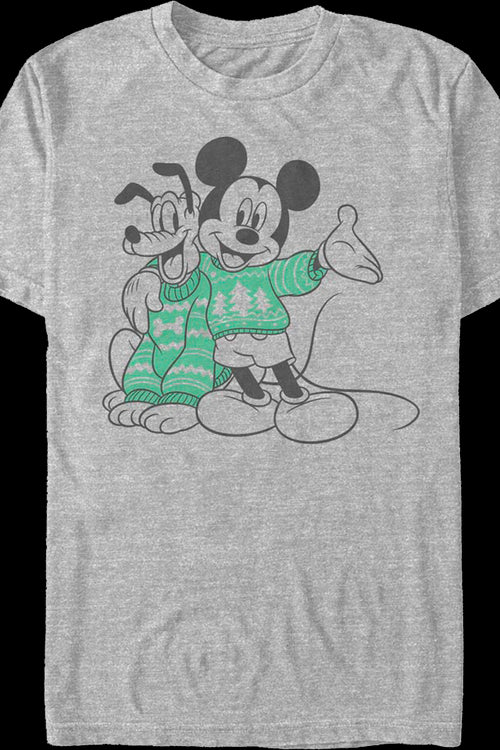 Mickey Mouse & Pluto Christmas Sweaters Disney T-Shirtmain product image