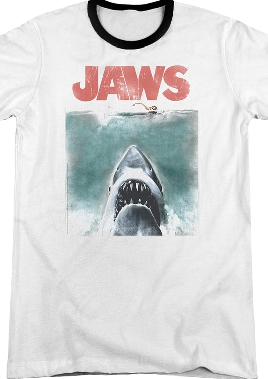 Movie Poster Jaws Ringer Shirt - main product image