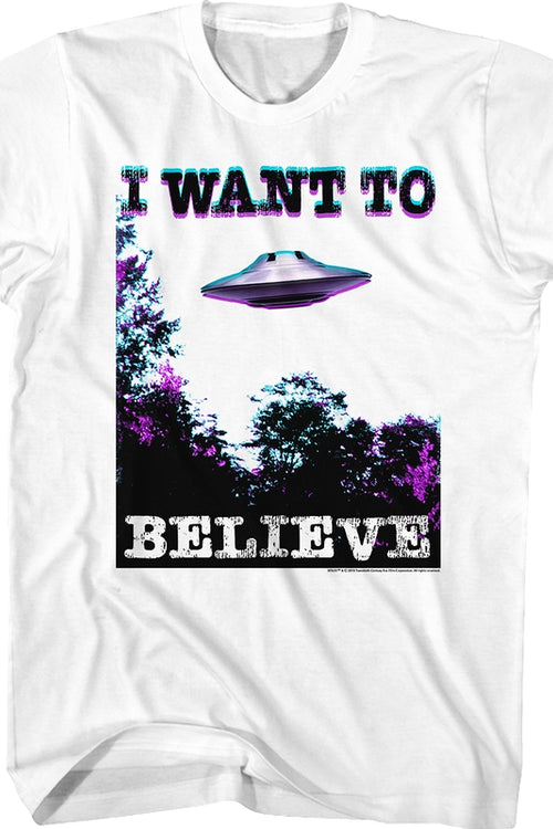 White I Want To Believe Poster X-Files T-Shirtmain product image
