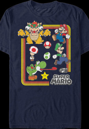 Navy Blue Nintendo Characters Super Mario Bros. T-Shirt