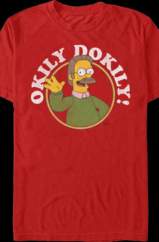 Red Ned Flanders Okily Dokily Simpsons T-Shirt