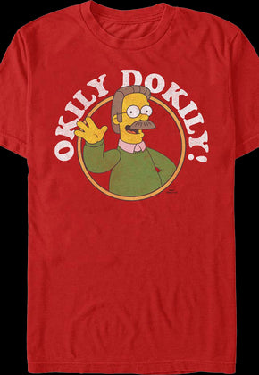 Red Ned Flanders Okily Dokily Simpsons T-Shirt