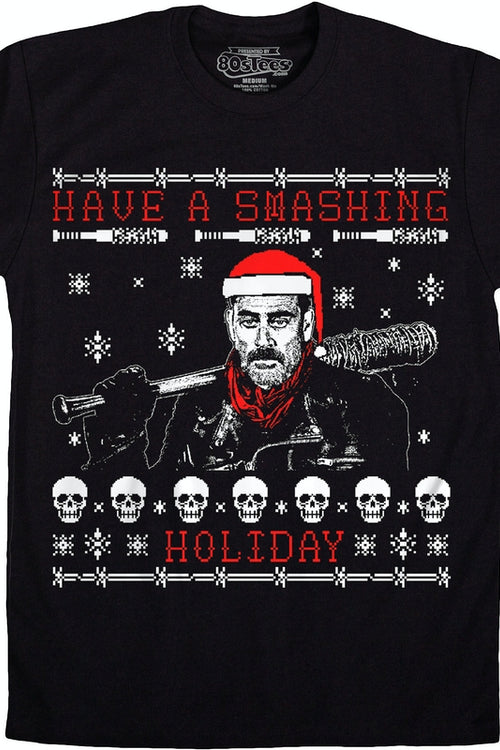 Negan Smashing Holiday Faux Ugly Sweater Walking Dead T-Shirtmain product image