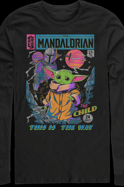 Neon Mandalorian Comic Book Cover Star Wars Long Sleeve Shirtmain product image