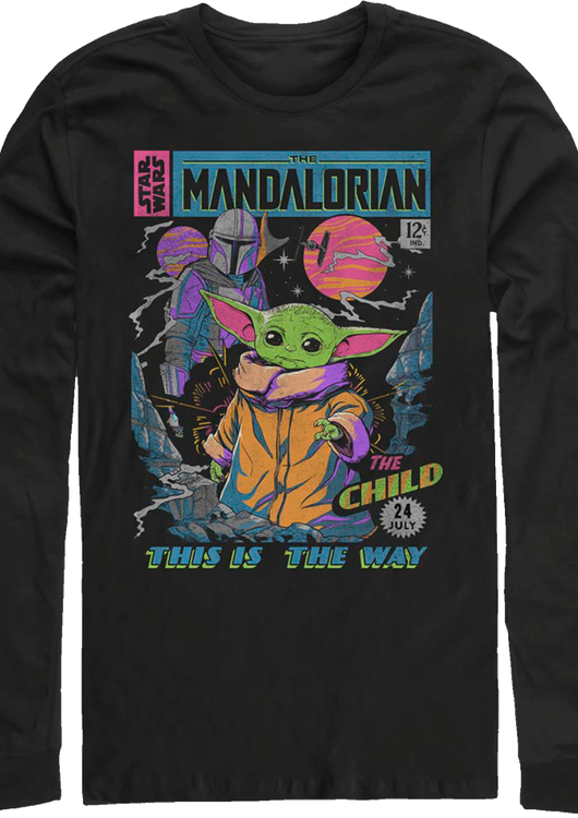 Neon Mandalorian Comic Book Cover Star Wars Long Sleeve Shirt - main product image