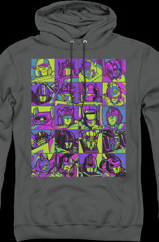 Neon Pop Art Robot Collage Transformers Hoodie