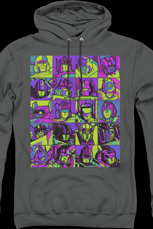 Neon Pop Art Robot Collage Transformers Hoodiemain product image