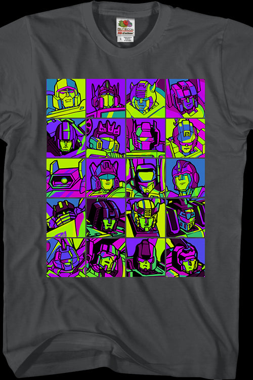 Neon Pop Art Robot Collage Transformers T-Shirtmain product image