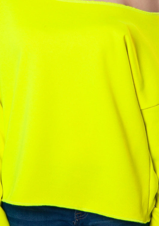 Neon Yellow Cut Off Sweatshirt - main product image