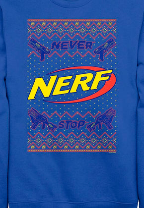 Never Stop Faux Ugly Christmas Sweater Nerf Sweatshirt