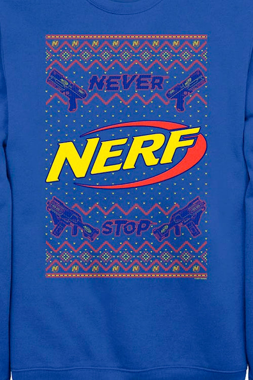 Never Stop Faux Ugly Christmas Sweater Nerf Sweatshirtmain product image